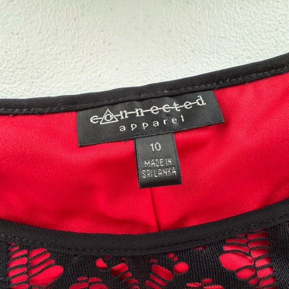 Connected Apparel Sheath Cocktail Dress 
Size 10 Red and Black Lace - Picture 3 of 6